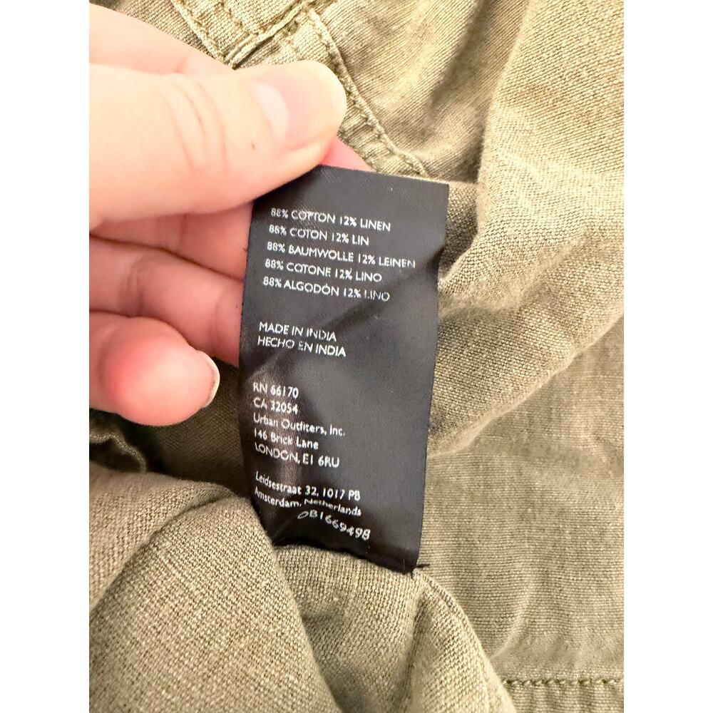 Free‎ People Nevada Khaki Cargo Mini Skirt Size 4 Cotton Linen Blend Pockets - Picture 7 of 8